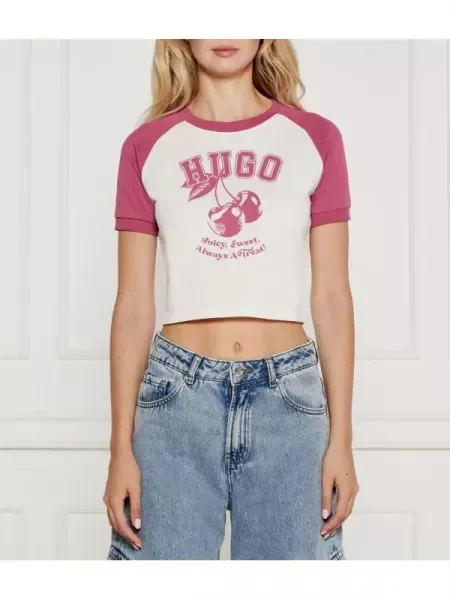 Hugo Blue Tricou Dana | Cropped Fit alb