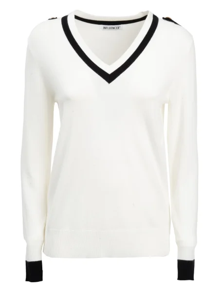 Influencer Pulover negru alb
