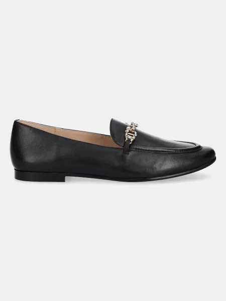 Loafersy Twinset skórzane na płaskim obcasie czarne