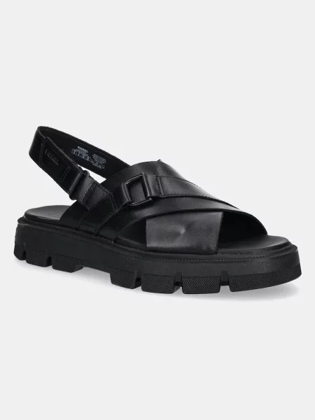 Кожени сандали Sorel REIN CB CRISSCROSS с платформа черно
