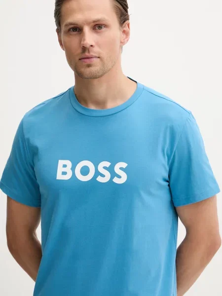 BOSS T-Shirt Turkusowy niebieska