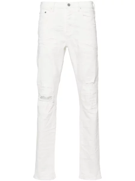 Blugi skinny Purple Brand zdrențuiți skinny fit alb