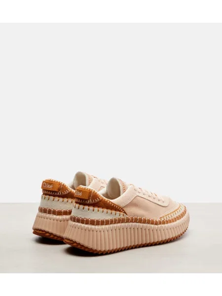 Sneakerși Chloé Nama din piele de căprioară cu platformă roz