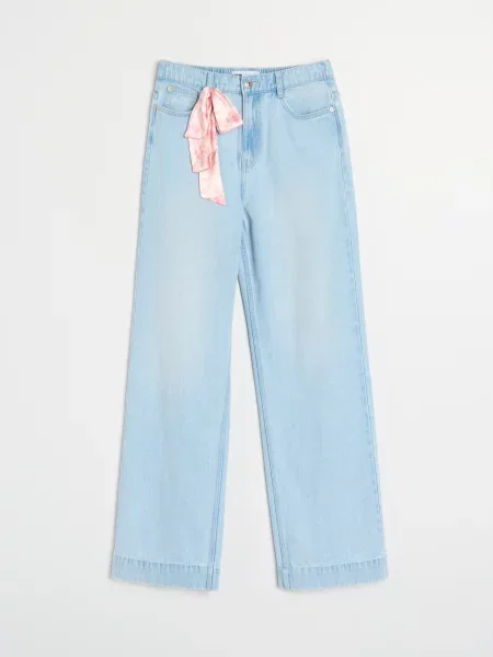 Джинси широкого крою з високою талією синій