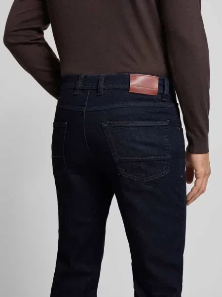 Jeansy o kroju regular fit z wpuszczanymi Bugatti granatowe