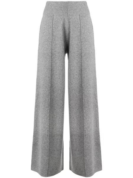 Dzianinowe spodnie Pringle Of Scotland dzwony szare