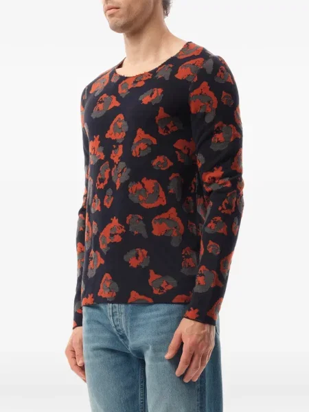 Pulover Lanvin cu model leopard din jacard albastru