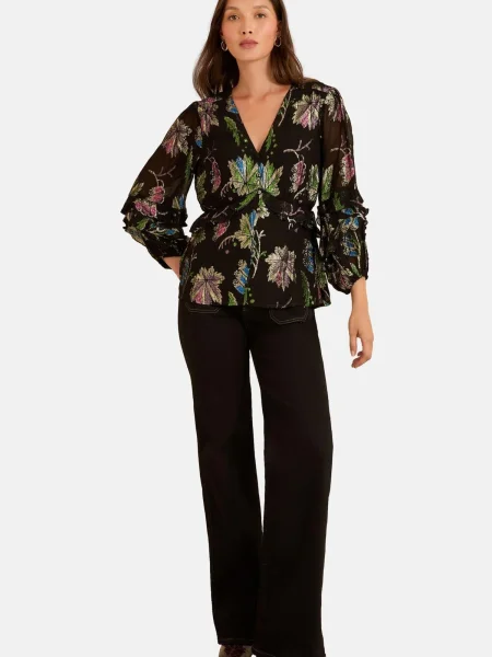 Love & roses Bluza travnato zelena / roza crna