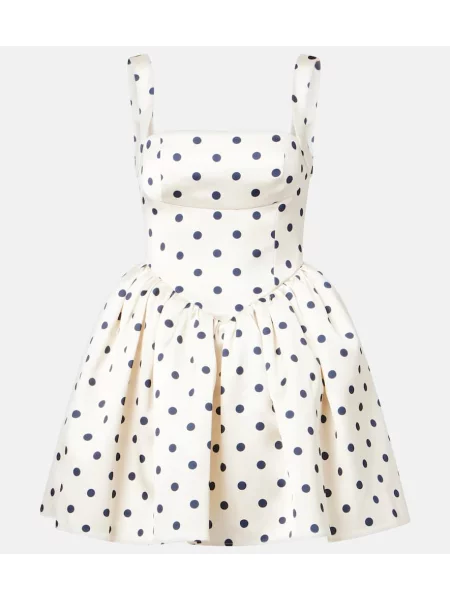 Rochie Self-portrait din satin cu buline alb