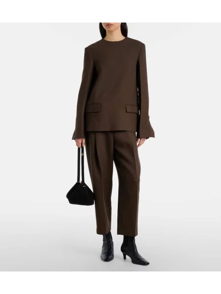 Cropp pantaloni Toteme plisate maro