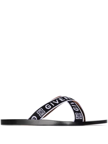 Sandale Givenchy fără toc cu bretele cu autograf negru