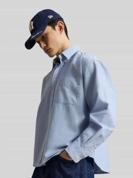 Koszula casualowa o kroju regular fit z wyhaftowanym logo Polo Ralph Lauren błękitna