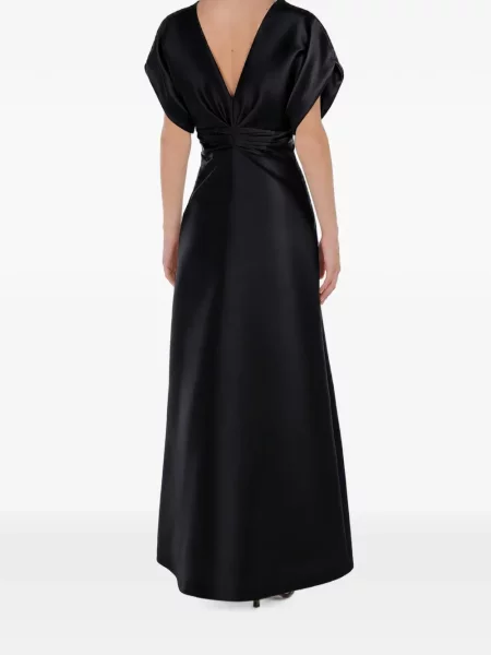 Rochie maxi Alberta Ferretti din satin cu decolteu în V albastru