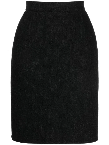 Fustă Jil Sander cu model herringbone negru