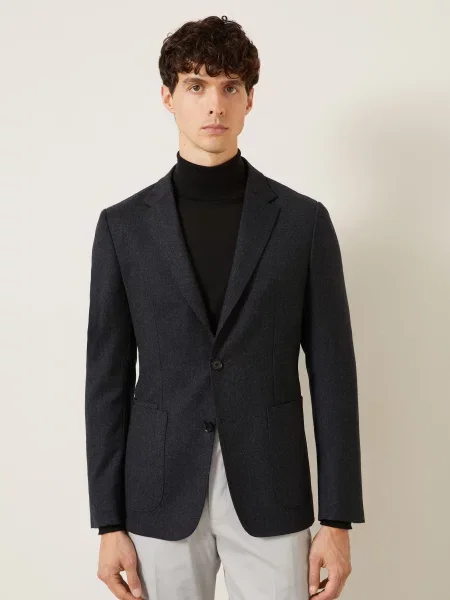 Zegna Flanelové Sako Extra Slim Fit tmavě šedá