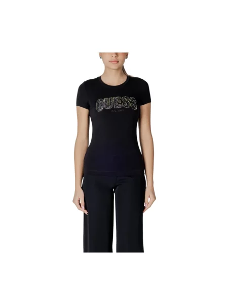 T-shirt z wyhaftowanym logo Guess czarna