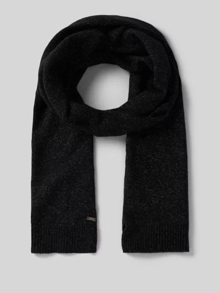 Szal Armani Exchange z kaszmiru w paski z logo czarna
