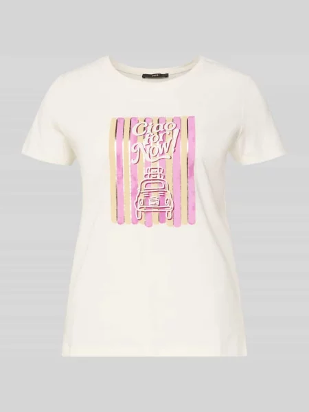 T-shirt z nadrukiem z motywem i okrągłym dekoltem Zero biała