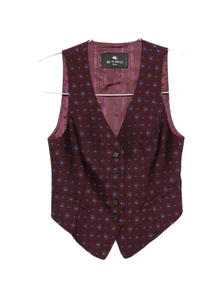 Vestă Etro cu decolteu în V cu imprimeu geometric maro