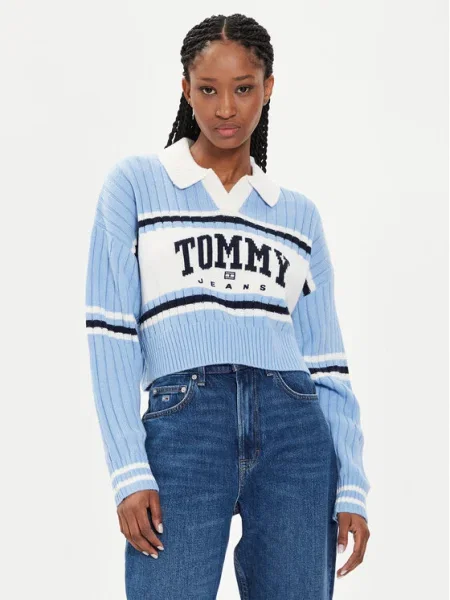 Tommy Jeans Pulover | Cropped Fit albastru