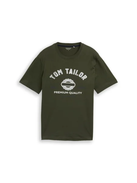 TOM TAILOR Majica marine / temno zelena bela