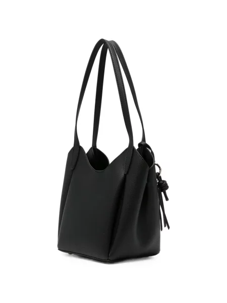 Кожена чанта Guess с автограф черно
