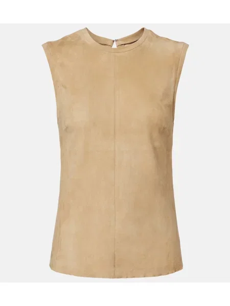 Top Stouls din piele de căprioară bej