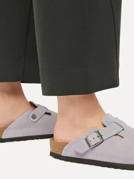 Birkenstock чехли сабо от велур Boston Suede Leather виолетово