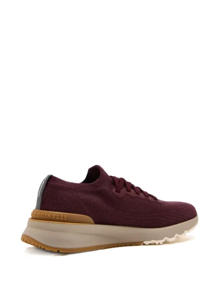 Sneakerși Brunello Cucinelli cu șireturi tricotate roșu