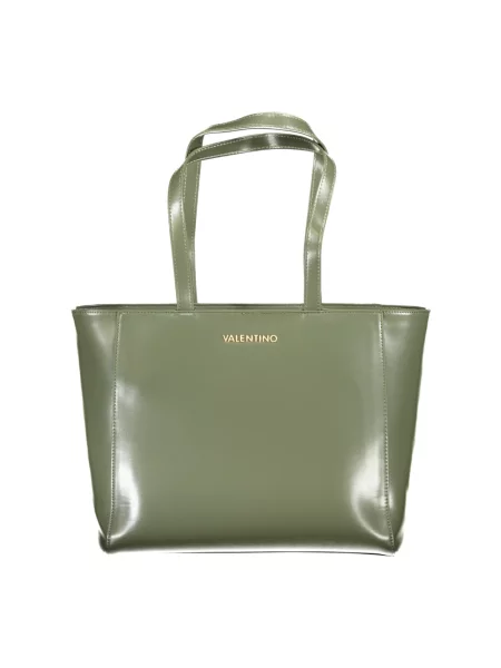 Lniana shopperka Valentino By Mario Valentino zielona