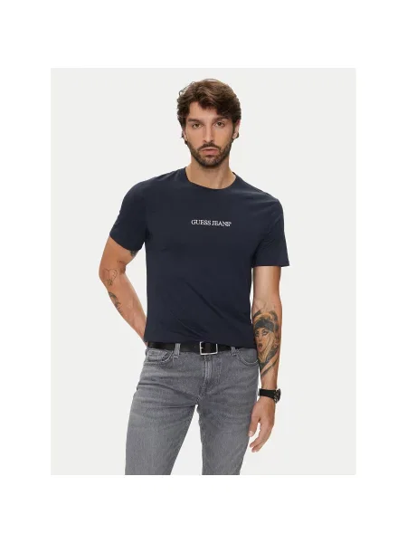 Majica Guess Jeans s kratkimi rokavi modra