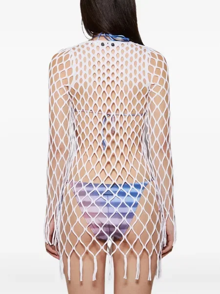 Rochie mini Christopher Esber cu franjuri plasă alb