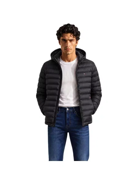 Geacă Tommy Hilfiger cu glugă negru