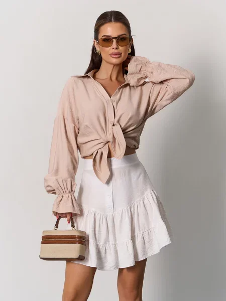 Лляна Спідниця міні ISSA Plus білий