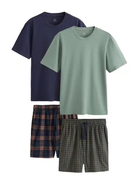 Next Pijama scurtă bleumarin / pin verde