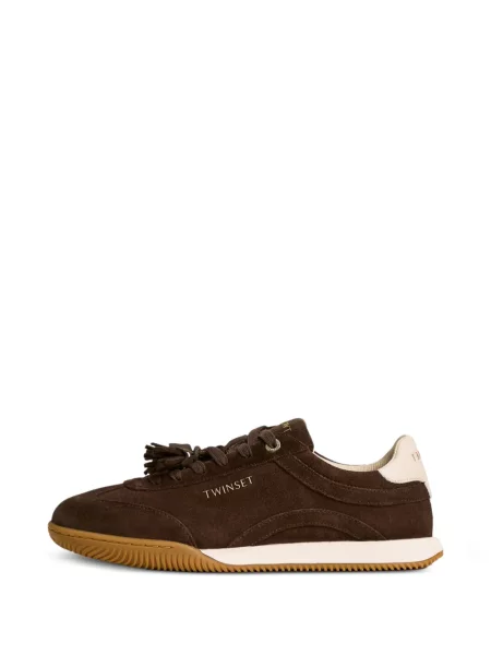 Sneakerși Twinset din piele de căprioară maro