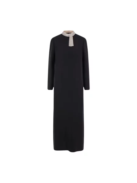 Lniana sukienka midi Valentino Garavani czarna
