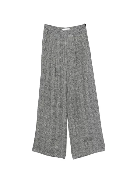 Pantaloni palazzo Ermanno Firenze în carouri gri