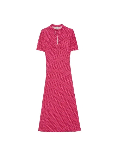 Długa sukienka maxi Ines De La Fressange Paris z nadrukiem garniturowa różowa