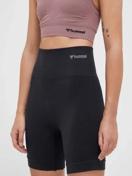 Къс панталон за трениране Hummel Tif hmlTIF SEAMLESS SHORTS с изчистен дизайн с висока талия черно
