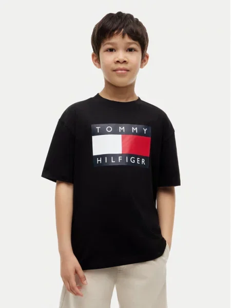 Dětské tričko Tommy Hilfiger černé