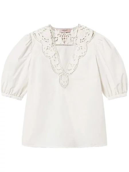 Bluză Twinset cu broderie alb