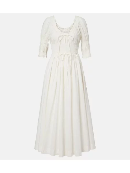 Sukienka midi Dôen do kolan garniturowa biała