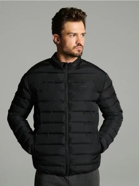 Sinsay Pikowana kurtka ze stójką czarny