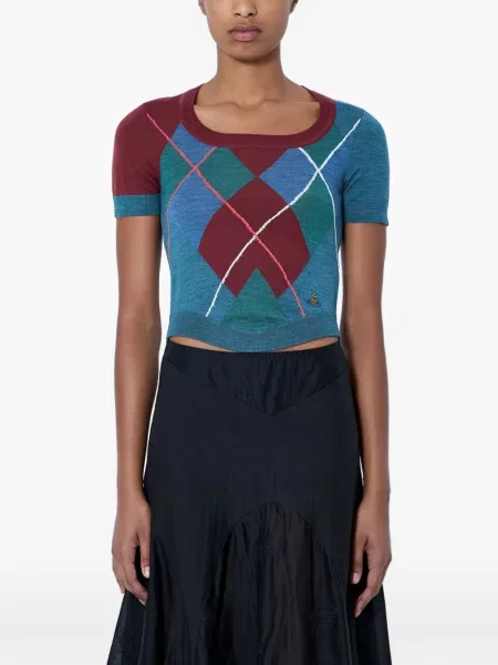 Scurt top Vivienne Westwood cu model argyle albastru
