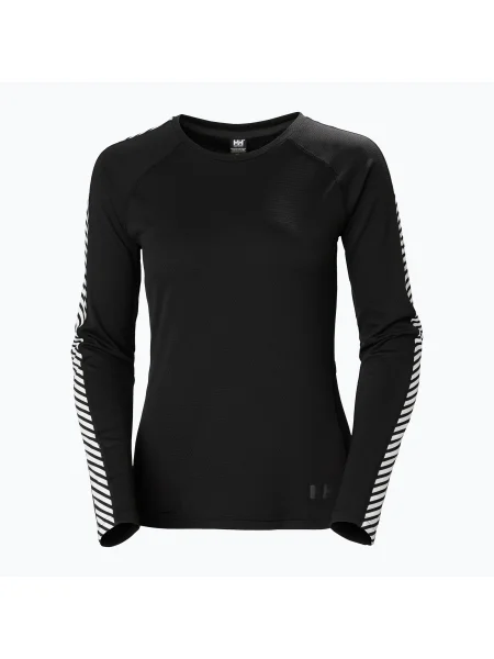 Tricou sport Helly Hansen cu dungi cu mâneci lungi negru