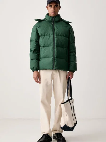 Tommy Jeans geacă cu puf pentru bărbați verde