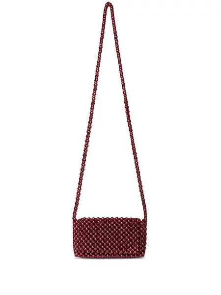 Mała mały torebka crossbody 0711 z koralikami czerwona