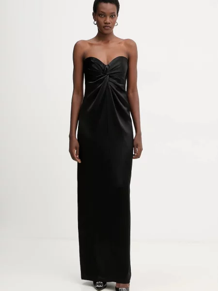 Retrofete ruha Olivine maxi testhezálló fekete