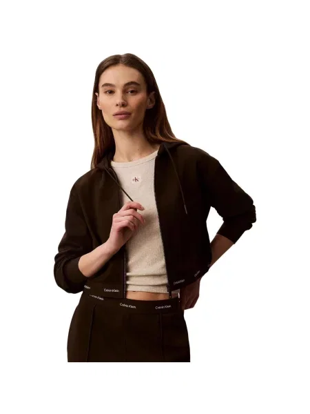 Calvin Klein Jeans Mikina tmavě / bílá hnědá